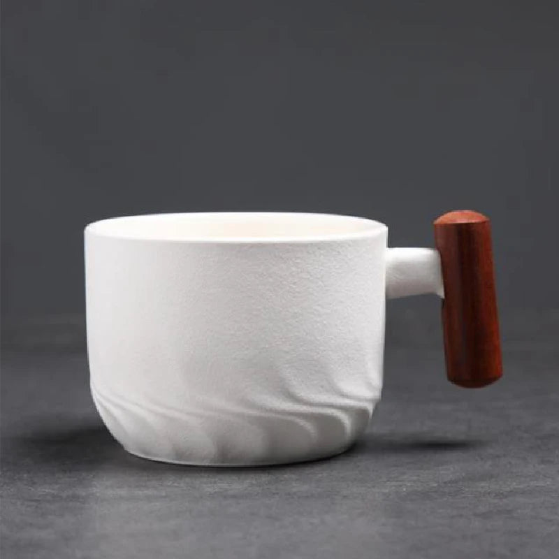 Creative Handmade Exquisite Coffee Cup Vintage Coffee Cup With Wooden Handle