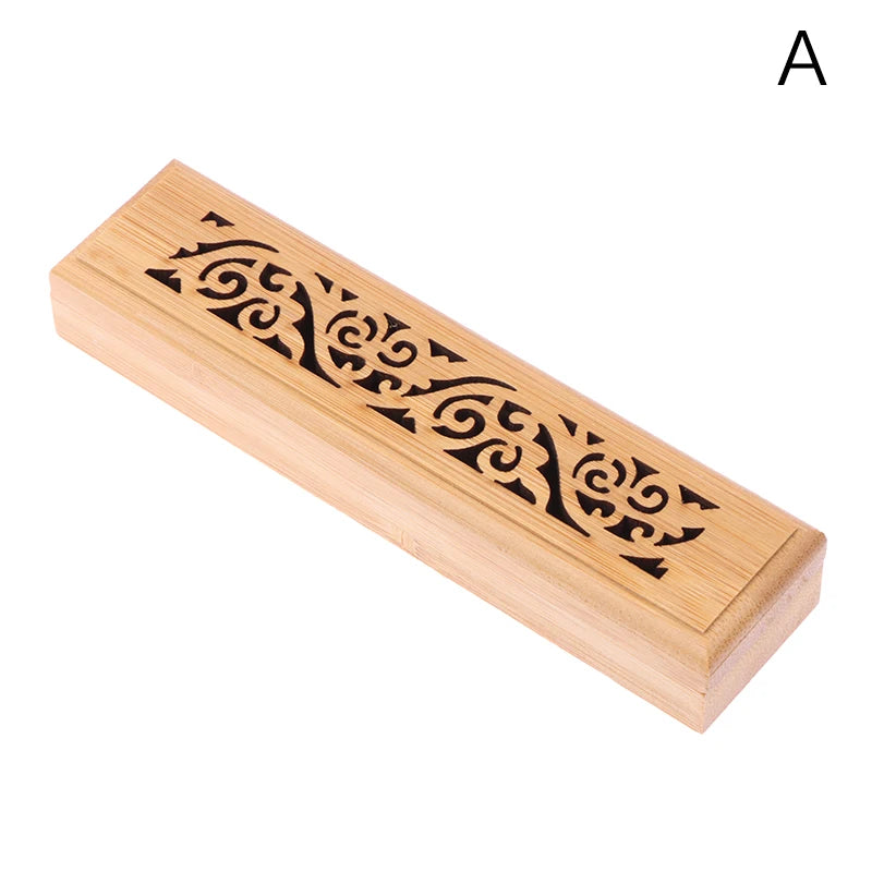 Bamboo Incense Burner Box with Ash Catcher Plate