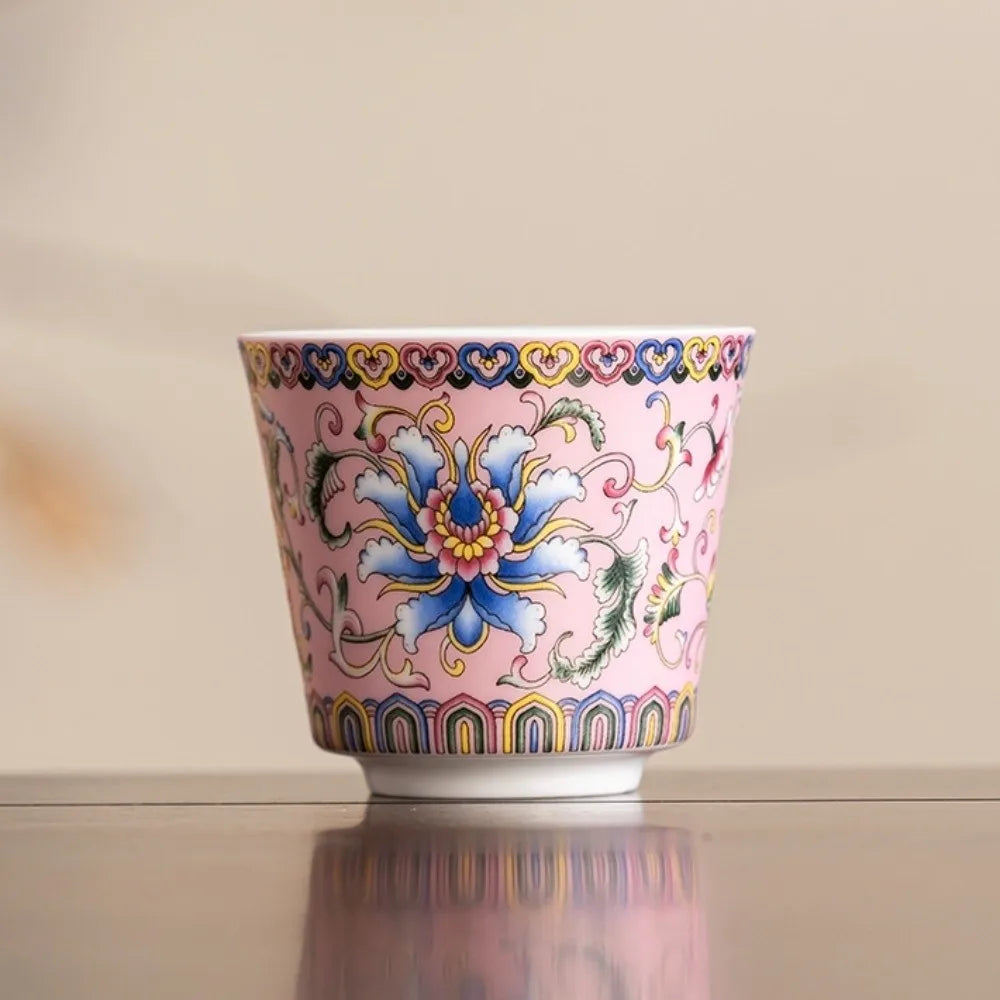 6pcs/set Kung Fu Tea Set Flower Tea Cup Chinese Style Vintage Ceramic