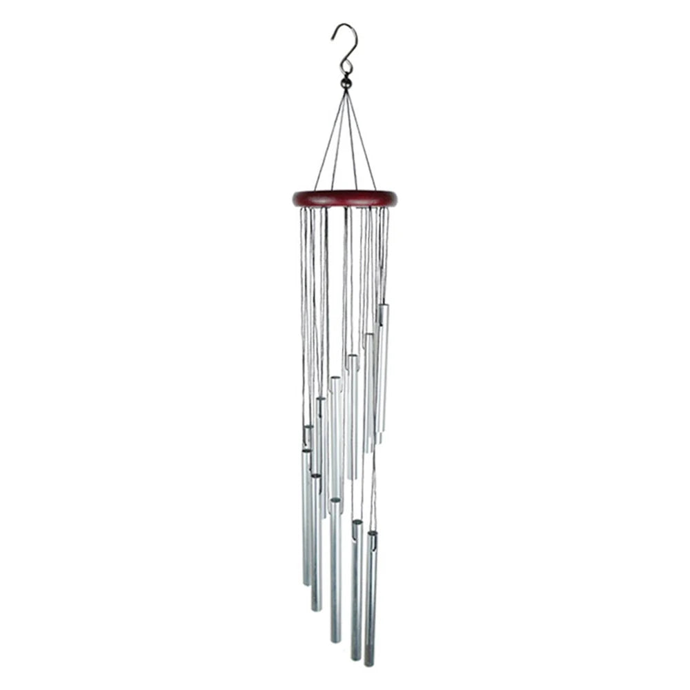 1Piece 12-Tube Aluminum Alloy Wind Chimes Set with Hook Gold/Silver Bells Outdoor.