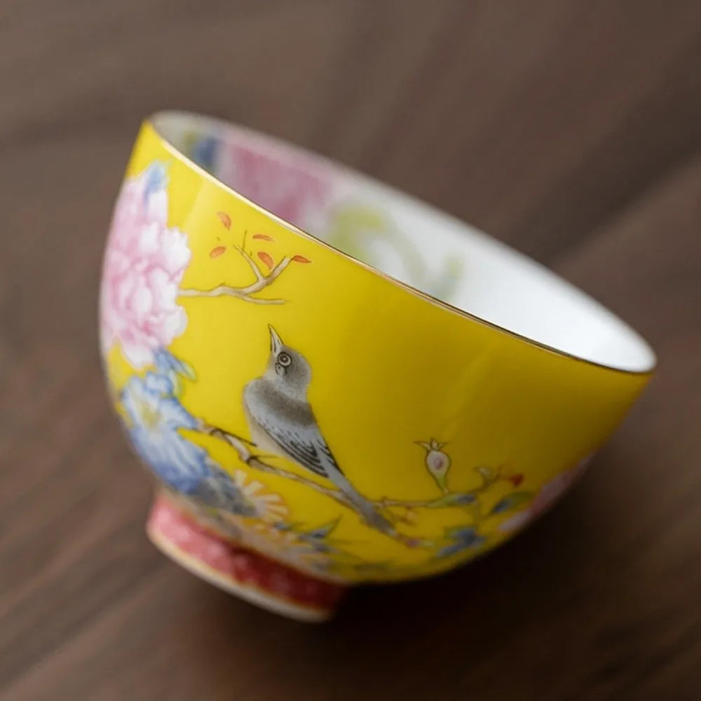 6pcs/set Kung Fu Tea Set Flower Tea Cup 65ml Chinese Style