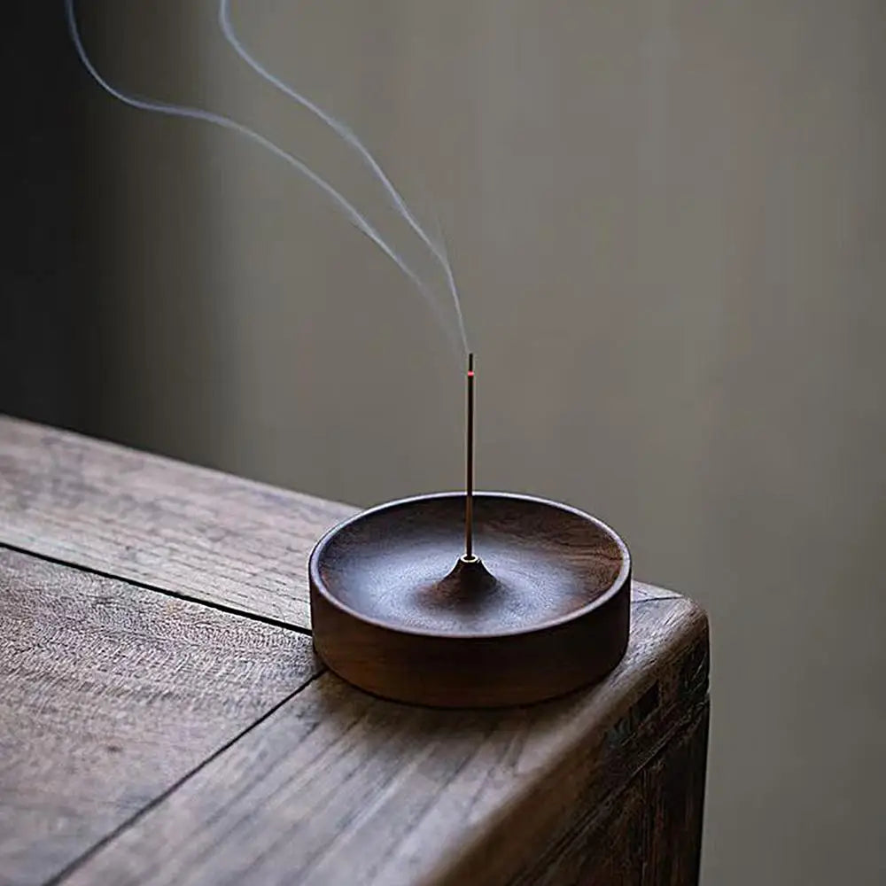 Hand-Carved Circular Incense Burner Holder
