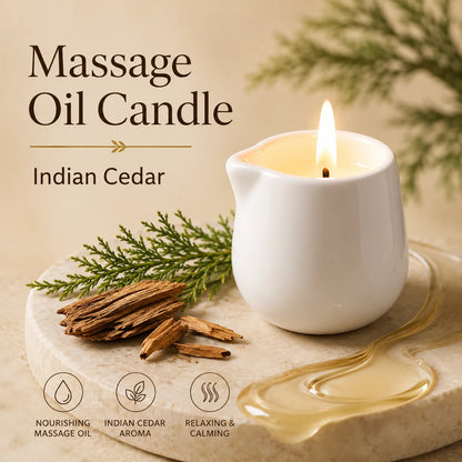 Ceramic Massage Oil Candle Indian Cedar Woody Warm Scented Low Melt Body Massage Candle Warm Oil Skin Nourishing