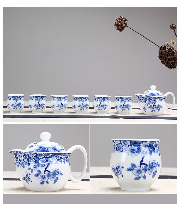 Chinese Ceramic Tea Set Kung Fu Porcelain Tea Cup Pot Set