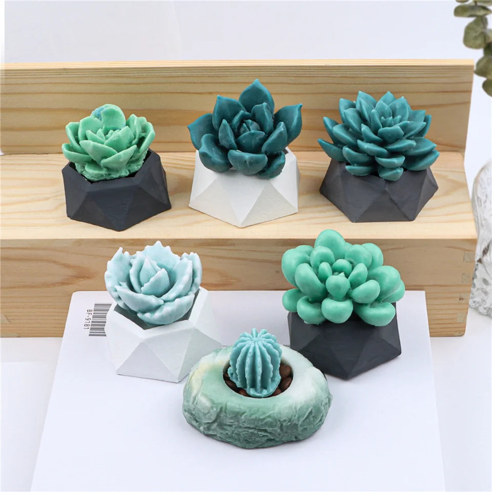 17 Styles Succulent Plants Silicone Candle Mold Eucalyptus Decorating Tools Wax 3D DIY - Your Ritual Hub 