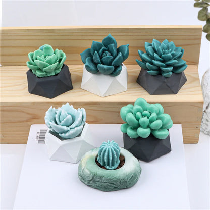 17 Styles Succulent Plants Silicone Candle Mold Eucalyptus Decorating Tools Wax 3D DIY