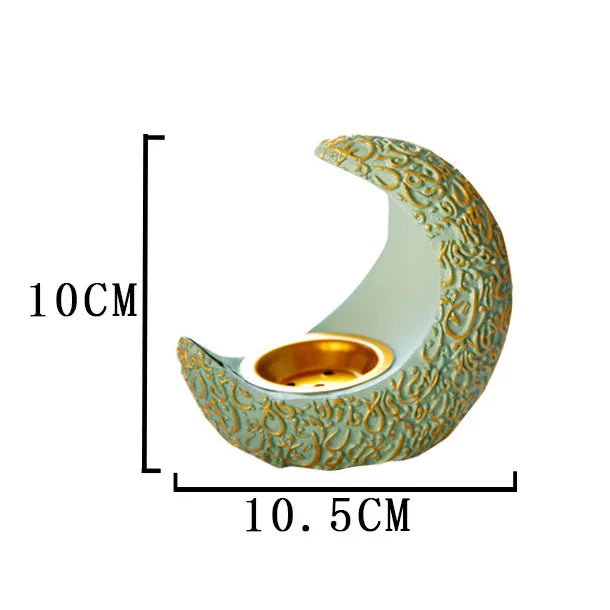 10CM Ramadan Bright Crescent Resin Incense Burner - Your Ritual Hub 
