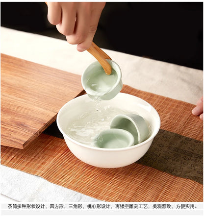 Handmade Kung Fu Tea Sets Vintage Puer Knife Spoon Tea Tools Set Tea Ceremony Utensils Chinese Bamboo Clip Strainer 6pc/set