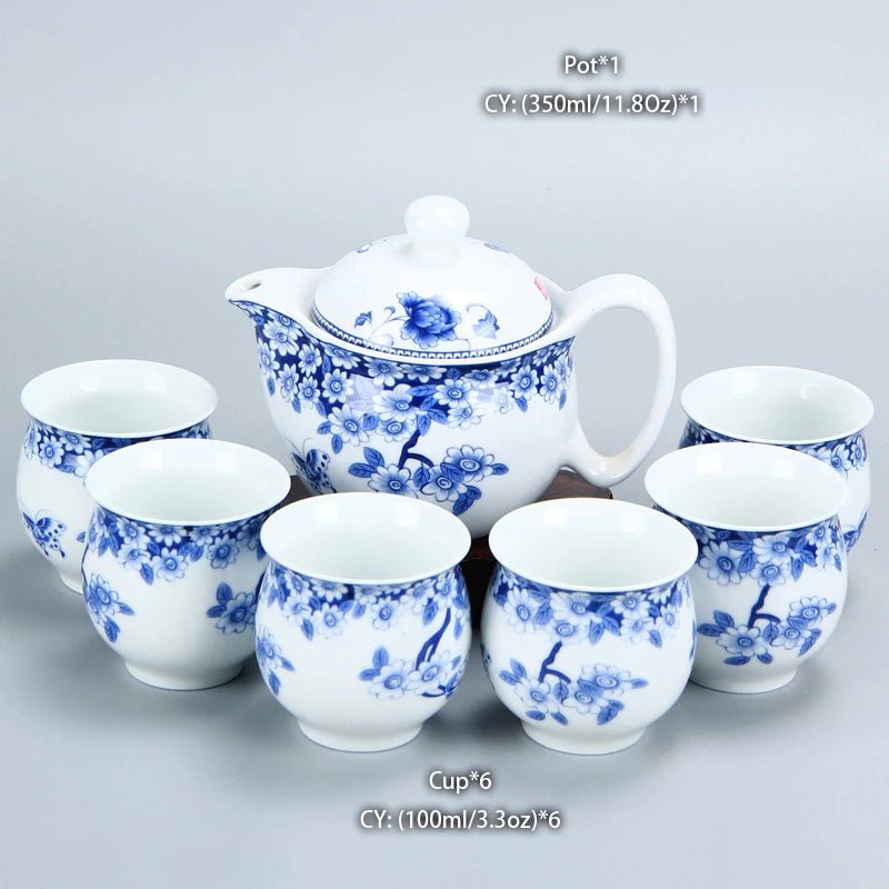 Chinese Ceramic Tea Set Kung Fu Porcelain Tea Cup Pot Set