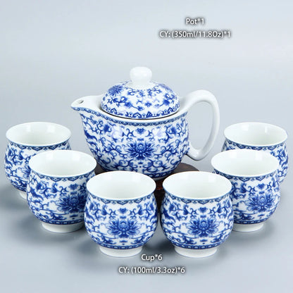 Chinese Ceramic Tea Set Kung Fu Porcelain Tea Cup Pot Set