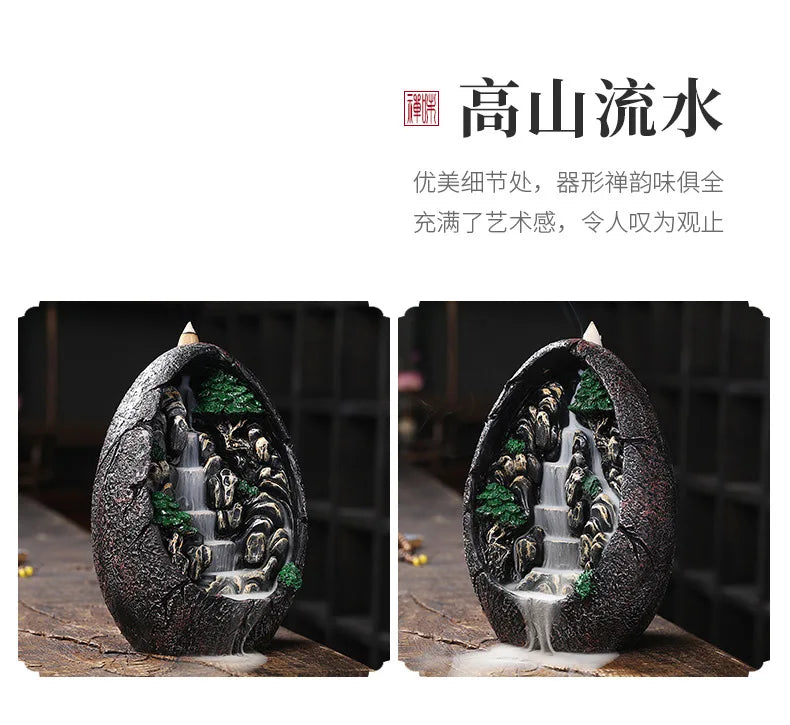Backflow Incense Burner, Alpine Flowing Water - Your Ritual Hub 
