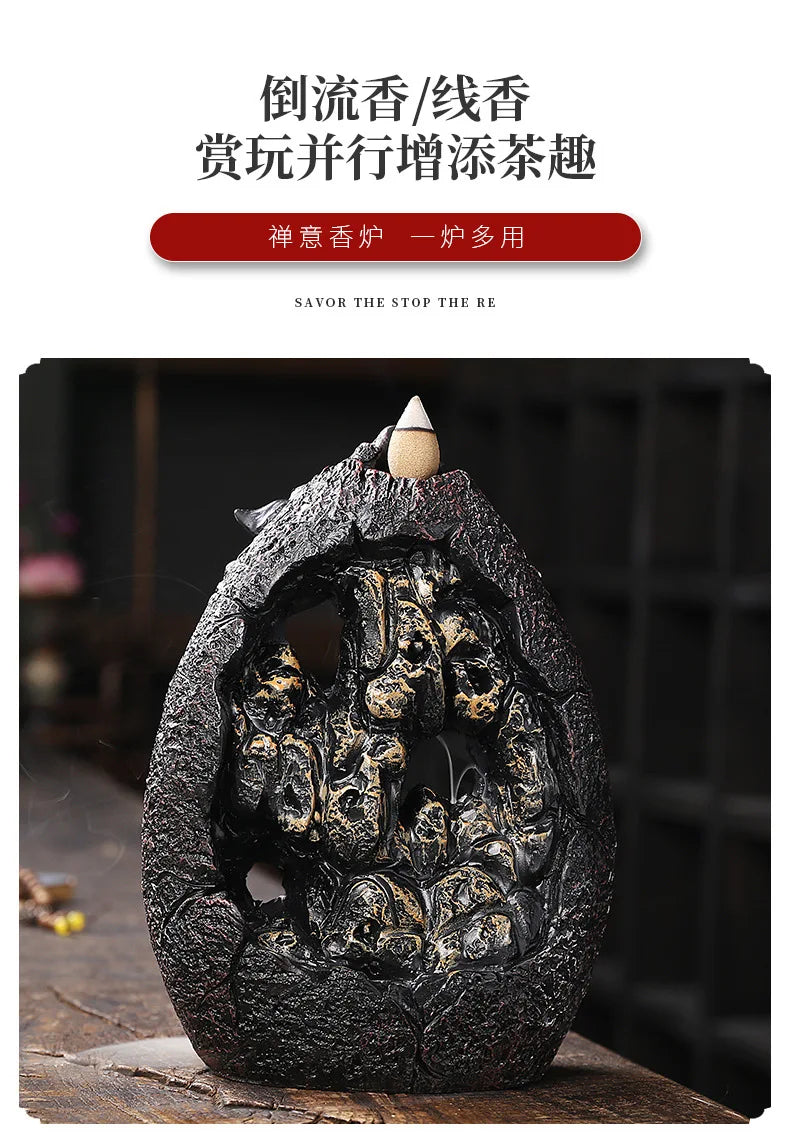 Backflow Incense Burner, Alpine Flowing Water - Your Ritual Hub 