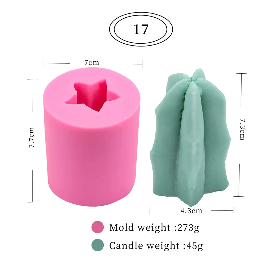 17 Styles Succulent Plants Silicone Candle Mold Eucalyptus Decorating Tools Wax 3D DIY - Your Ritual Hub 