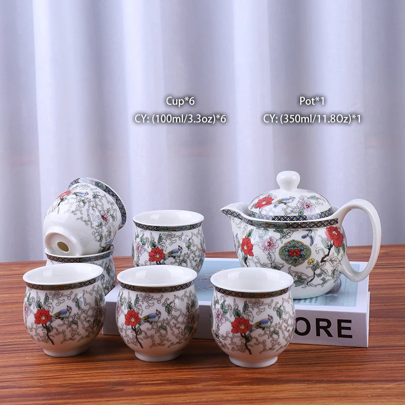 Chinese Ceramic Tea Set Kung Fu Porcelain Tea Cup Pot Set