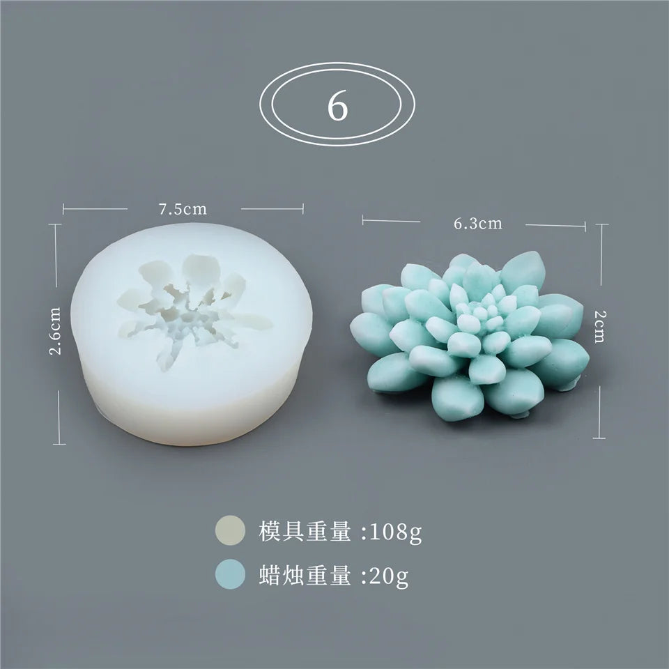 17 Styles Succulent Plants Silicone Candle Mold Eucalyptus Decorating Tools Wax 3D DIY - Your Ritual Hub 