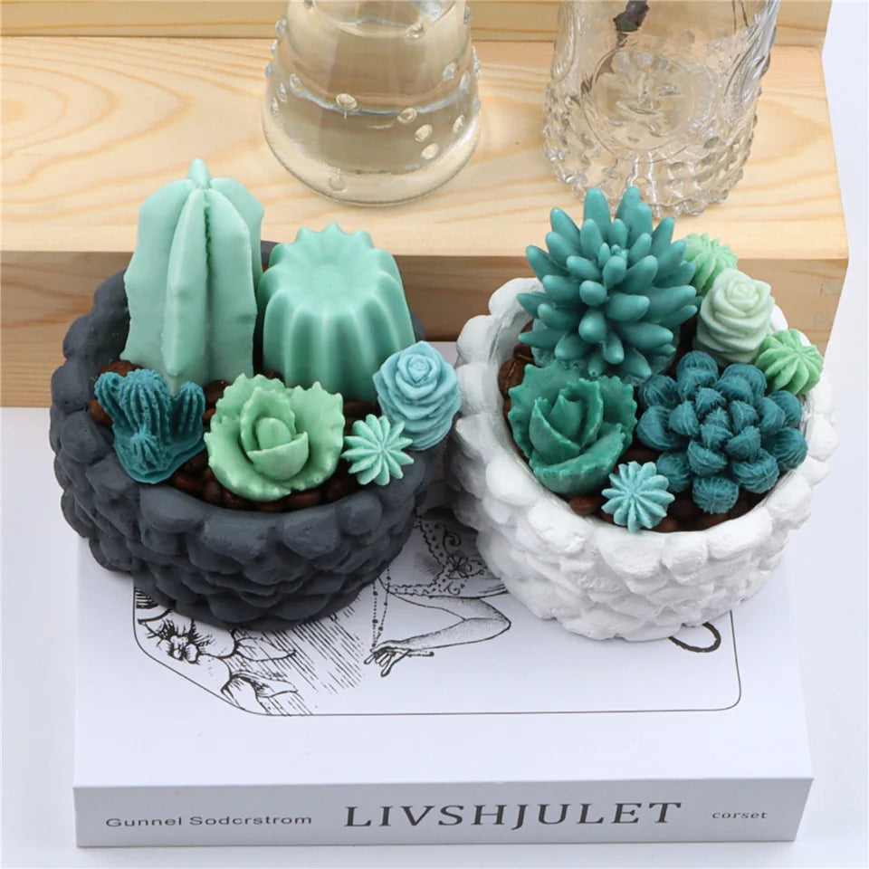 17 Styles Succulent Plants Silicone Candle Mold Eucalyptus Decorating Tools Wax 3D DIY - Your Ritual Hub 