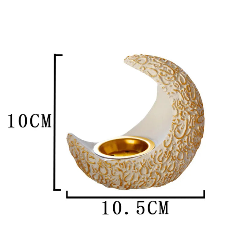 10CM Ramadan Bright Crescent Resin Incense Burner - Your Ritual Hub 