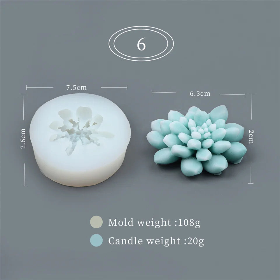 17 Styles Succulent Plants Silicone Candle Mold Eucalyptus Decorating Tools Wax 3D DIY - Your Ritual Hub 