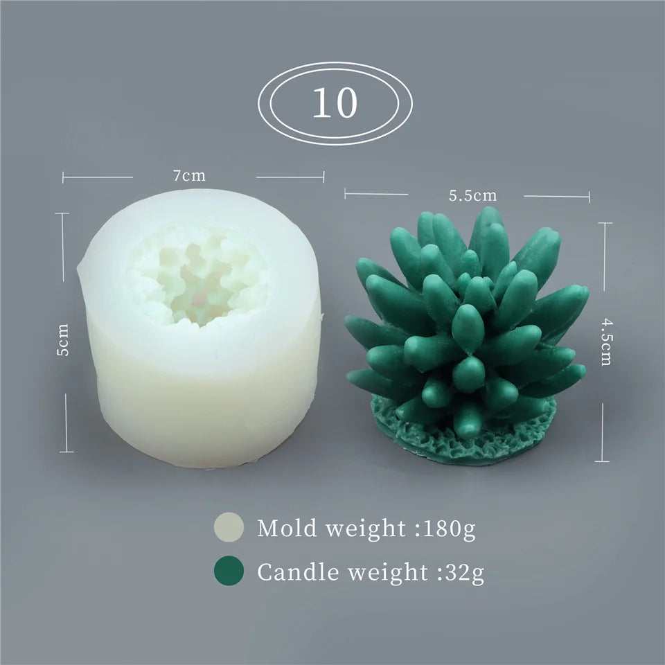 17 Styles Succulent Plants Silicone Candle Mold Eucalyptus Decorating Tools Wax 3D DIY - Your Ritual Hub 
