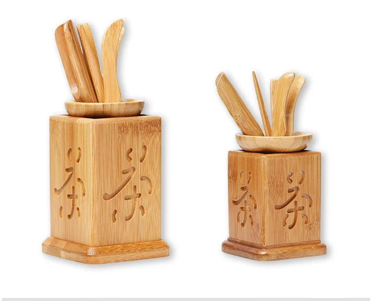 Handmade Kung Fu Tea Sets Vintage Puer Knife Spoon Tea Tools Set Tea Ceremony Utensils Chinese Bamboo Clip Strainer 6pc/set