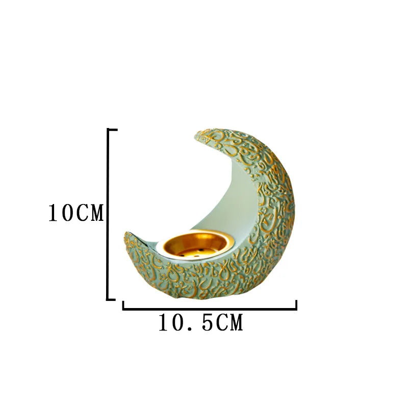 10CM Ramadan Bright Crescent Resin Incense Burner - Your Ritual Hub 
