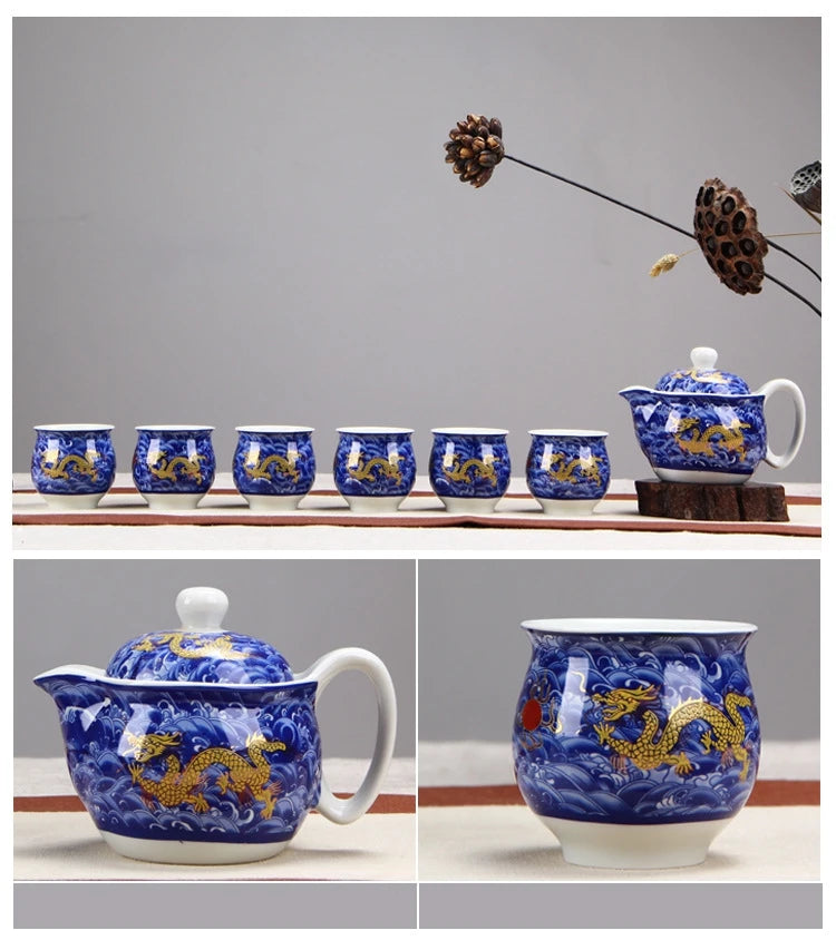 Chinese Ceramic Tea Set Kung Fu Porcelain Tea Cup Pot Set