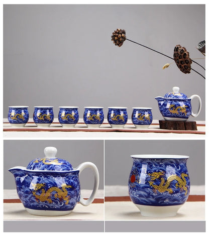 Chinese Ceramic Tea Set Kung Fu Porcelain Tea Cup Pot Set