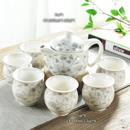 Chinese Ceramic Tea Set Kung Fu Porcelain Tea Cup Pot Set