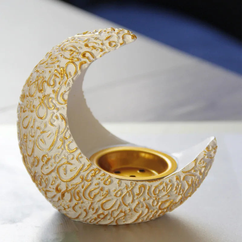 10CM Ramadan Bright Crescent Resin Incense Burner - Your Ritual Hub 