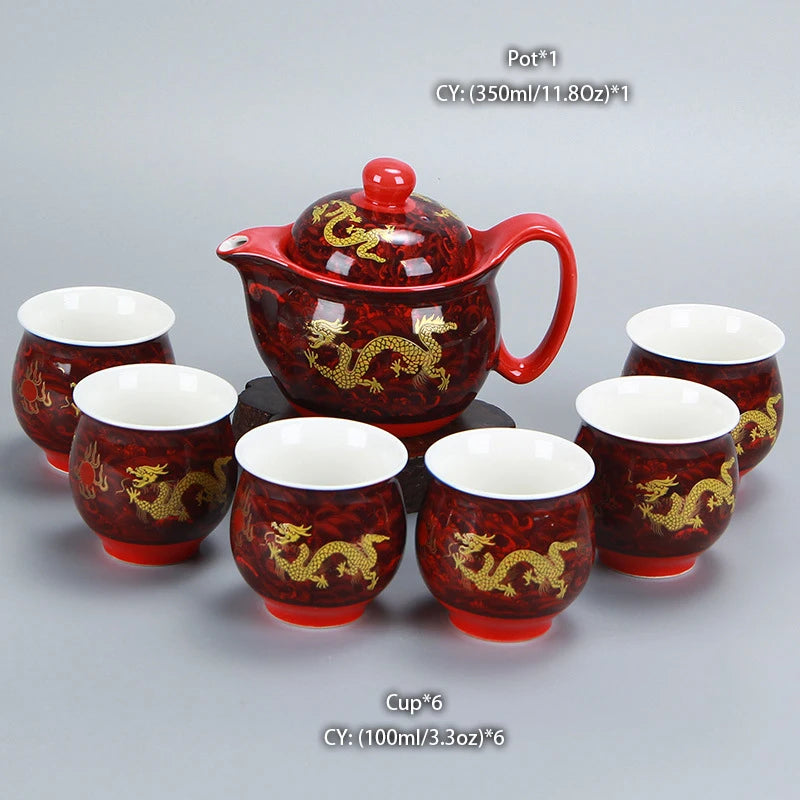 Chinese Ceramic Tea Set Kung Fu Porcelain Tea Cup Pot Set