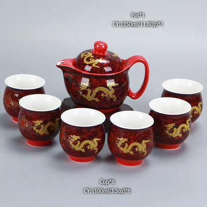 Chinese Ceramic Tea Set Kung Fu Porcelain Tea Cup Pot Set