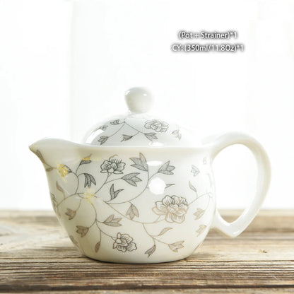 Chinese Ceramic Tea Set Kung Fu Porcelain Tea Cup Pot Set