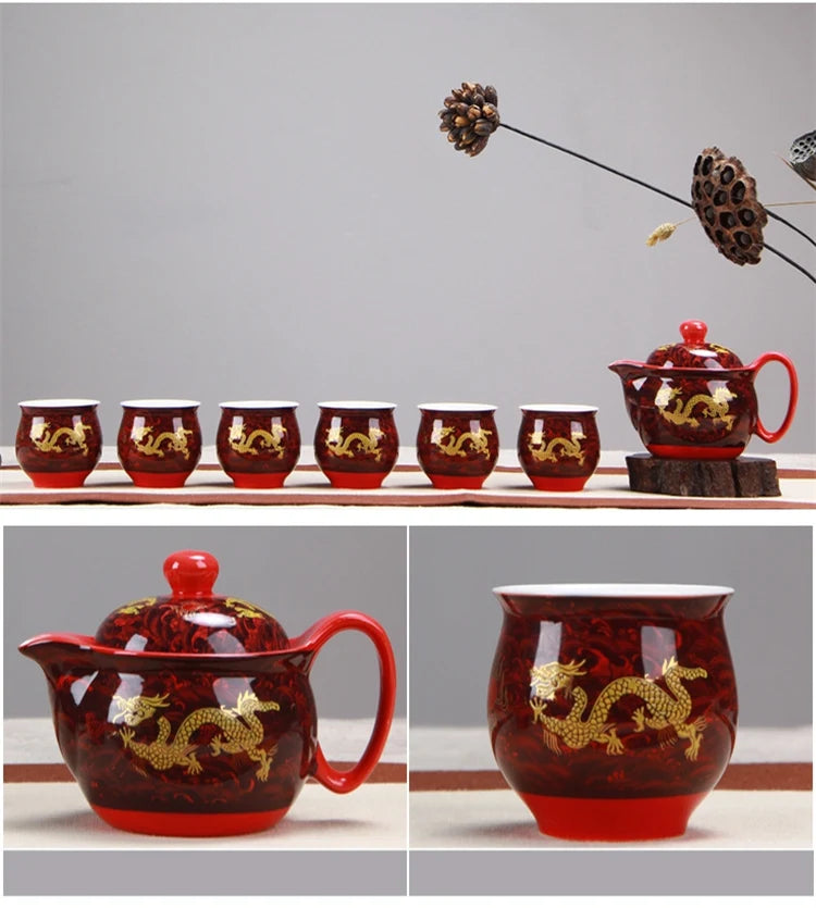 Chinese Ceramic Tea Set Kung Fu Porcelain Tea Cup Pot Set