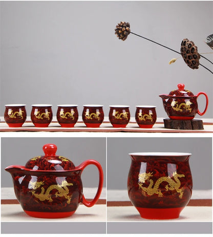 Chinese Ceramic Tea Set Kung Fu Porcelain Tea Cup Pot Set