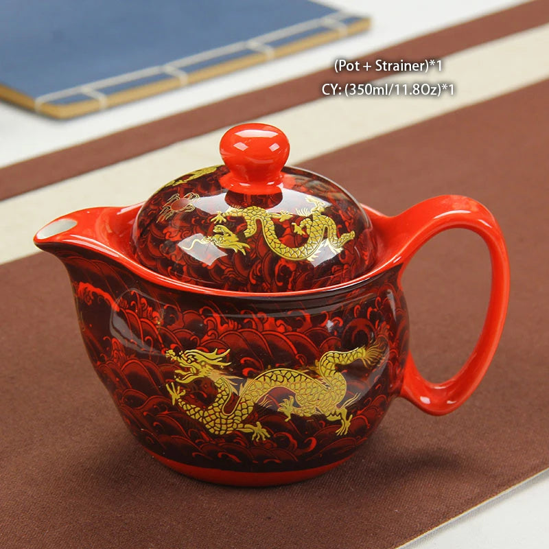 Chinese Ceramic Tea Set Kung Fu Porcelain Tea Cup Pot Set