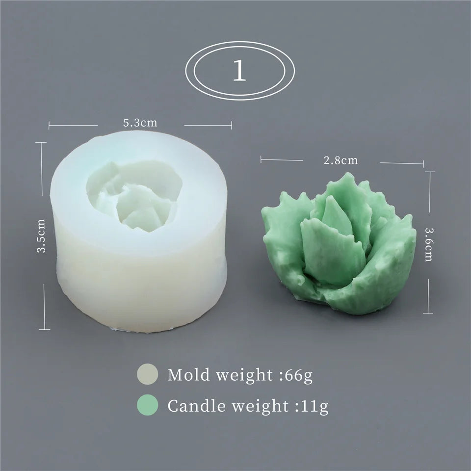 17 Styles Succulent Plants Silicone Candle Mold Eucalyptus Decorating Tools Wax 3D DIY - Your Ritual Hub 
