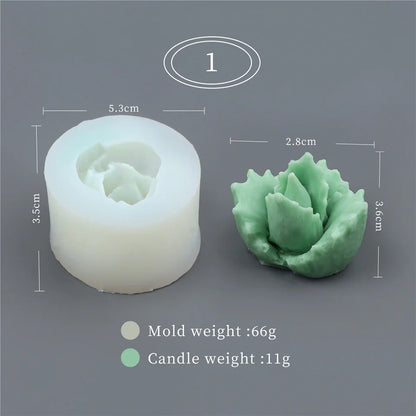 17 Styles Succulent Plants Silicone Candle Mold Eucalyptus Decorating Tools Wax 3D DIY