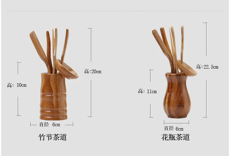 Handmade Kung Fu Tea Sets Vintage Puer Knife Spoon Tea Tools Set Tea Ceremony Utensils Chinese Bamboo Clip Strainer 6pc/set