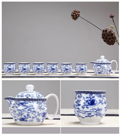 Chinese Ceramic Tea Set Kung Fu Porcelain Tea Cup Pot Set