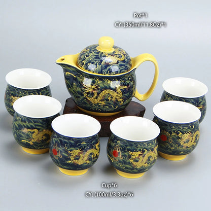 Chinese Ceramic Tea Set Kung Fu Porcelain Tea Cup Pot Set
