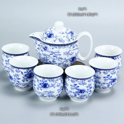 Chinese Ceramic Tea Set Kung Fu Porcelain Tea Cup Pot Set