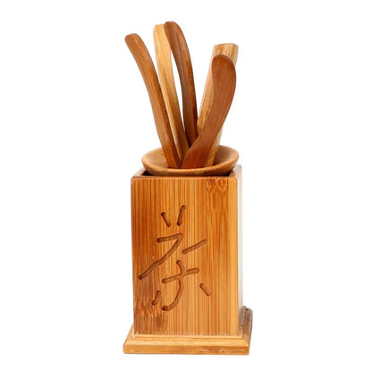 Handmade Kung Fu Tea Sets Vintage Puer Knife Spoon Tea Tools Set Tea Ceremony Utensils Chinese Bamboo Clip Strainer 6pc/set