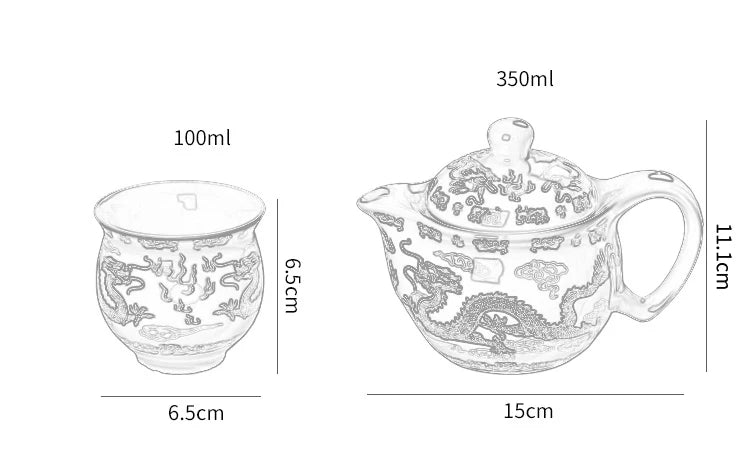 Chinese Ceramic Tea Set Kung Fu Porcelain Tea Cup Pot Set