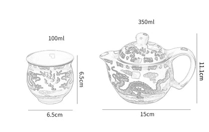 Chinese Ceramic Tea Set Kung Fu Porcelain Tea Cup Pot Set
