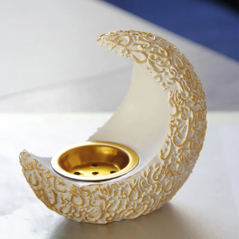 10CM Ramadan Bright Crescent Resin Incense Burner - Your Ritual Hub 