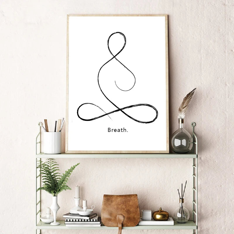 Yoga Wall Art Print Meditation Poster Yoga Symbol Breath Quote - Your Ritual Hub 