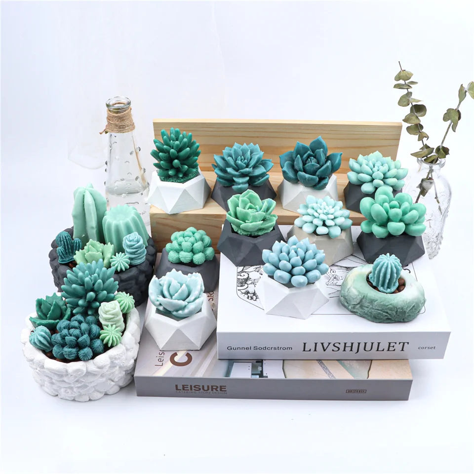 17 Styles Succulent Plants Silicone Candle Mold Eucalyptus Decorating Tools Wax 3D DIY - Your Ritual Hub 