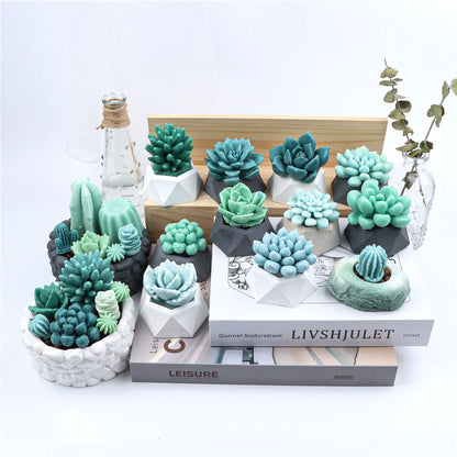 17 Styles Succulent Plants Silicone Candle Mold Eucalyptus Decorating Tools Wax 3D DIY