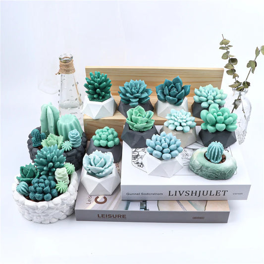 17 Styles Succulent Plants Silicone Candle Mold Eucalyptus Decorating Tools Wax 3D DIY