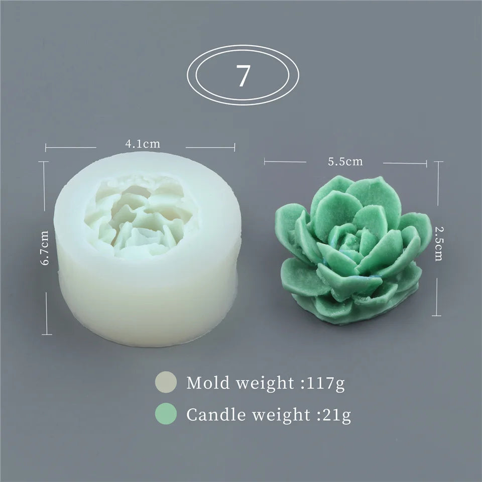 17 Styles Succulent Plants Silicone Candle Mold Eucalyptus Decorating Tools Wax 3D DIY - Your Ritual Hub 